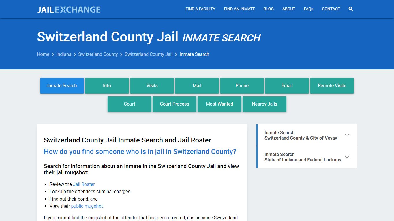Switzerland County Jail Inmate Search - Jail Exchange